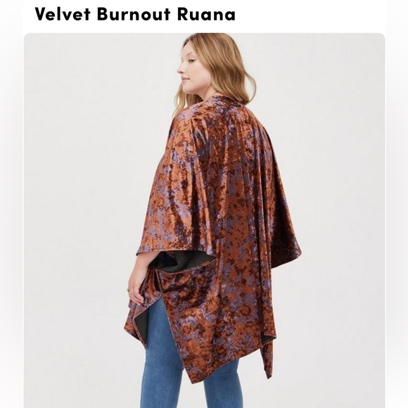 Torrid Burnout Velvet Ruana, women’s plus one size velvet open front kimono/wrap - Picture 2 of 8